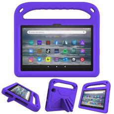 Per Amazon Fire 7 2022 manico in EVA Shock Aout Tablet Case con supporto a triangolo (Purple)
