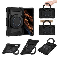 Per Samsung Galaxy Tab S8 Ultra Armor Contrast Color Silicone + PC Tablet Case (nero)