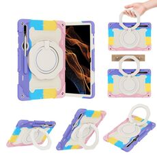 Per Samsung Galaxy Tab S8 Ultra Armour Contrast Colore Silicone + PC Tablet Case (rosa colorato)