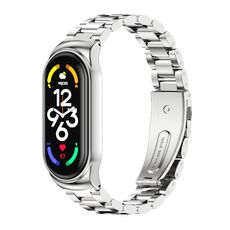 Per Xiaomi Mi Band 7 /7 NFC Mijobs CS CS Giaccia di orologi in acciaio inossidabile in metallo (argento)