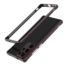 Per Samsung Galaxy S22 Ultra Aurora Series Protector Lens + Metal Frame Protective Telefono (Black Red)