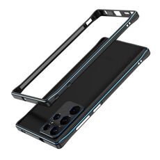 Per Samsung Galaxy S22 Ultra Aurora Series Protector Lens + Metal Frame Protective Telefono (Nero Blue)