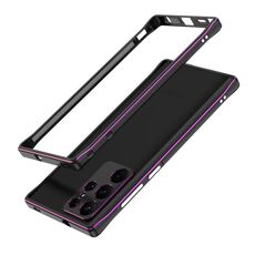 Per Samsung Galaxy S22 Ultra Aurora Series Protettore lente + Telefono in metallo Custodia di protezione (Purpola nera)