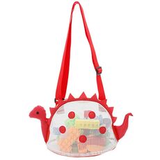 Dinosaur Children Beach Playing Sand Shell Storage Borse (rosso)