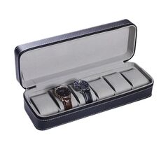Box per orologio da guardia con cerniera da 6 bit scatola per la borsa per cerniera per cerniera (nero)
