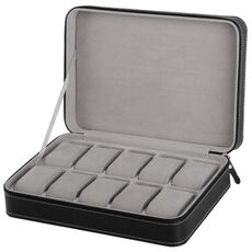 Scatola di orologi per orologi da cerniera da 10 bit box per la borsa per cerniera PU (nero)