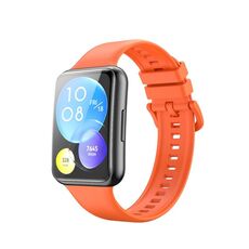 Per Huawei Watch Fit 2 Solid Color Silicone Watch Band (Orange)