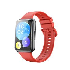 Per Huawei Watch Fit 2 Solid Color Silicone Watch Band (Red)