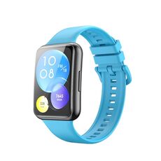 Per Huawei Watch Fit 2 Solid Color Silicone Watch Band (Sky Blue)