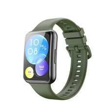 Per Huawei Watch Fit 2 Solid Color Silicone Watch Band (Green)