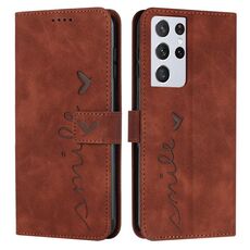 Per Samsung Galaxy S21 Ultra Skin Feel Teat Telefth Telefy Case (Brown)