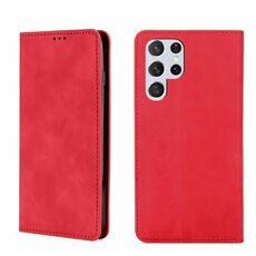 Per Samsung Galaxy S22 Ultra 5G Skin Feel Magnetic Orizzontal Flip Leather Case (rosso)