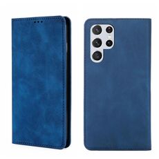 Per Samsung Galaxy S22 Ultra 5G Skin Feel Magnetic Orizzontal Flip Leather Case (blu)