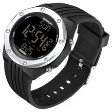Sanda 6093 orologio digitale elettronico luminoso impermeabile (argento nero)