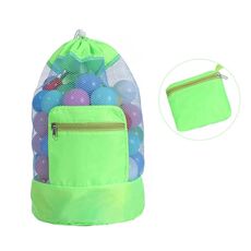 Borsa da spiaggia per giocattoli per giocattoli a maglie a doppia spalla per bambini (verde)