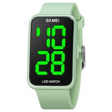 Skmei 1873 Orologio elettronico a LED impermeabile per cinturino PU (verde chiaro)