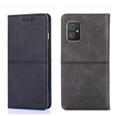 Per asus zenfone 8 zs590ks texture mucca magnetica flip orizzontale in pelle (nero)