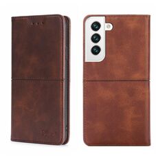 Per Samsung Galaxy S22+ Cow Texture Magnetic Orizzontale Flip Leather Case (marrone scuro)