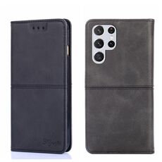 Per Samsung Galaxy S22 Ultra Cow Texture Magnetic Orizzontale Flip Pelle (Black)