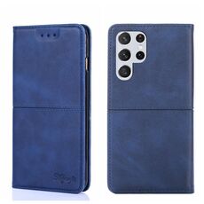 Per Samsung Galaxy S22 Ultra Cow Texture Magnetic Orizzontale Flip Leather Case (blu)
