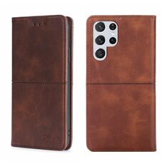 Per Samsung Galaxy S22 Ultra Cow Texture Magnetic Orizzontale Flip Pelle Telefono (marrone scuro)