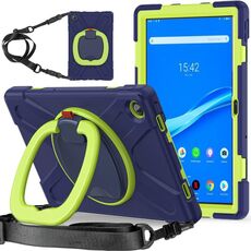 Per Lenovo Tab M10 Plus 10.6 3a Gen 2022 Silicone + Case di compressa protettiva per PC (blu navy e verde giallo)