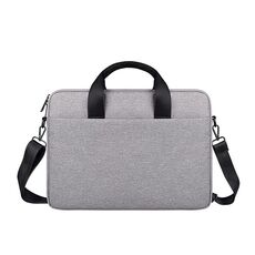 ST09 Borsa per laptop a spalla singola portatile, dimensione: 15,6 pollici (grigio con spalline)