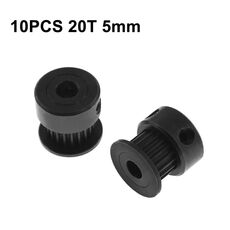 10 pezzi GT2 GT2 Stampante 3D Sincrona Transmissione Pulley in pelle, Specifiche: 20 denti 5 mm Nero