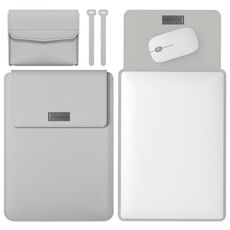 Borsa per computer in pelle leggera e leggera e portatile, dimensioni: 11/12 pollici (grigio)