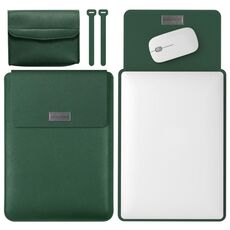 Borsa per computer in pelle leggera e leggera e portatile, dimensioni: 11/12 pollici (verde scuro)