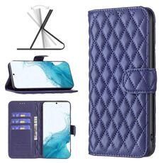 Per Samsung Galaxy S22 Plus 5G Diamond Lattice Wallet Flip Phone Case (blu)