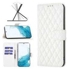 Per Samsung Galaxy S22 Plus 5G Diamond Lattice Wallet Flip Phone Case (bianco)