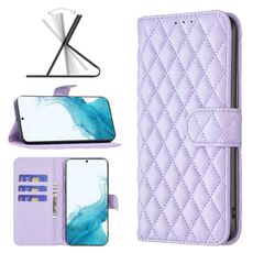 Per Samsung Galaxy S22 Plus 5G Diamond Lattice Wallet Flip Phone Case (Purple)