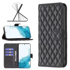 Per Samsung Galaxy S22 Plus 5G Diamond Lattice Wallet Flip Phone Case (nero)