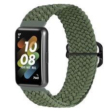 Per Huawei Band 7 Nylon Braidd Buckle Watch Band (Green)