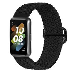 Per Huawei Band 7 Nylon Braidd Buckle Watch Band (Black)