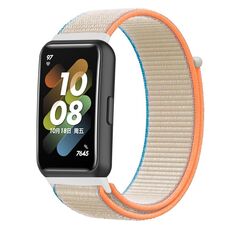Per Huawei Band 7 Nylon Loop Buckle Watch Band (Milk White)