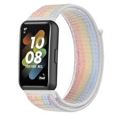 Per Huawei Band 7 Nylon Loop Buckle Watch Band (Rainbow)