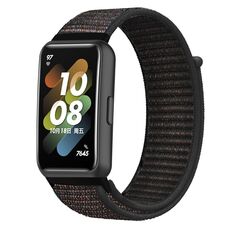 Per Huawei Band 7 Nylon Loop Buckle Watch Band (Black)