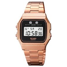 SKMEI 1952 Specchio resina ABS Case Elettronica impermeabile (cintura in acciaio rosa)