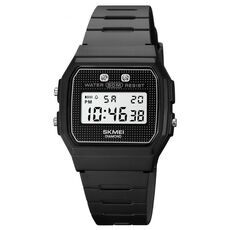 Skmei 1952 Specchio resina ABS Case Electronic Watch (Black PU Black Belt)