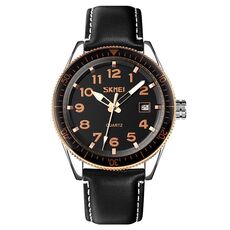 Skmei 9232 Orologio in quarzo resistente a fibbia in acciaio inossidabile (cintura - oro rosa e nero)