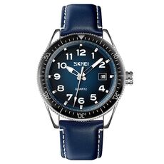 Skmei 9232 Orologio in quarzo resistente a fibbia in acciaio inossidabile (cintura - argento e blu)