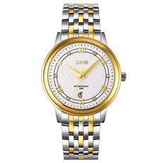 Skmei 9272 Cinta in acciaio inossidabile Cinta di Watch quarzo impermeabile (oro e argento)