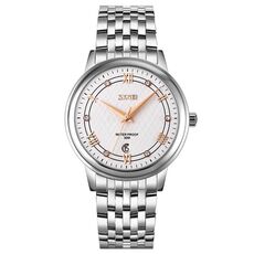 Skmei 9272 Cinkle in acciaio inossidabile Cinta di orologi in quarzo impermeabile (superficie argentata con guscio d'argento)