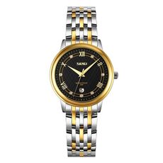 Skmei 9272 Cinta in acciaio inossidabile cinturino in quarzo impermeabile femminile (oro e nero)