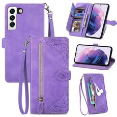 Per Samsung Galaxy S22+ 5G Custodia per il telefono in pelle shock floer -resistente (viola)