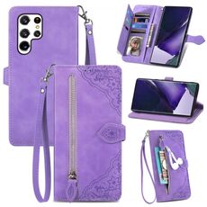 Per Samsung Galaxy S22 Ultra 5G Telefono in pelle shock floer -resistente (viola)