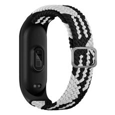 Per Xiaomi Mi Band 7 Banda di orologi per elasticità intrecciata in nylon regolabile (Black White)