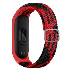 Per Xiaomi Mi Band 7 Banda di orologi per elasticità intrecciata intrecciata in nylon regolabile (Red Black)